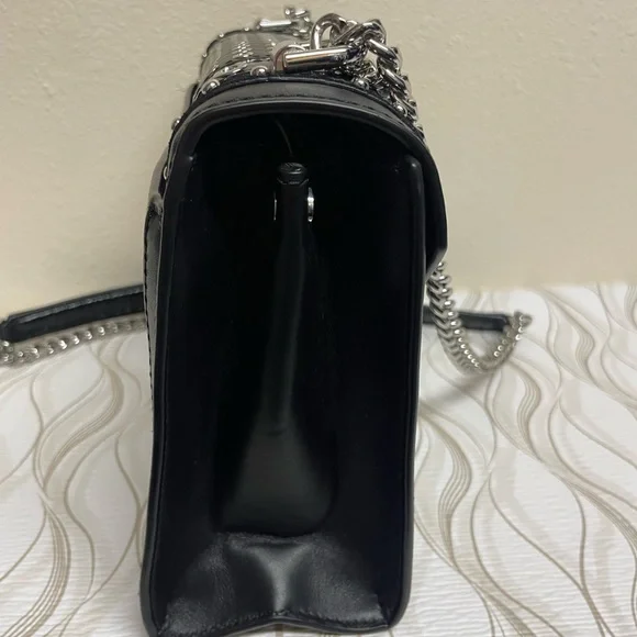 Michael Kors Black and Silver Studded and Grommeted Handbag - Picture 8 of 12